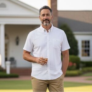 Southern Tide Trim Fit Casual Button Down Shirt Striped Gray/White Size-L EUC